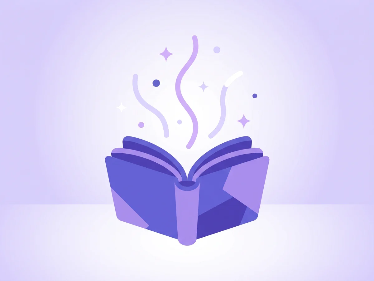 Открытая книга, из которой струится свет — обучение без кода